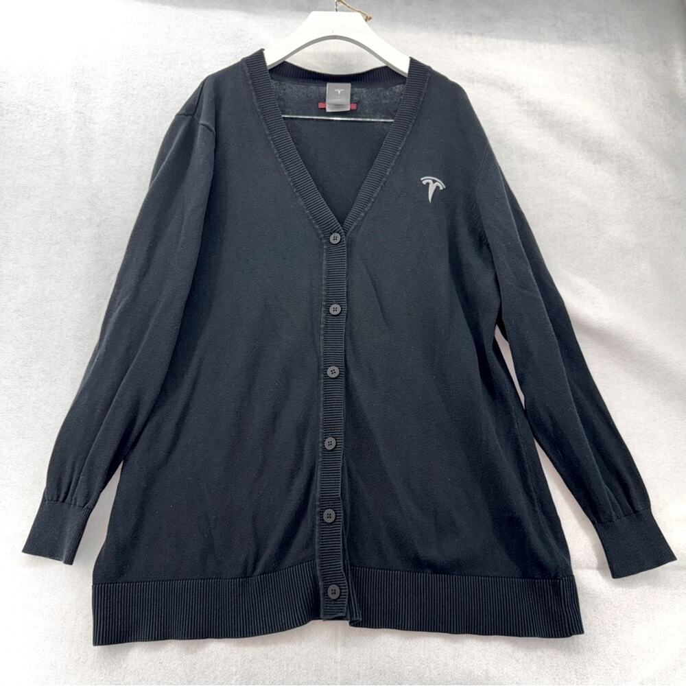 Women’s Cotton Blend Tesla Button Down Sweater Cardigan Size Large Black